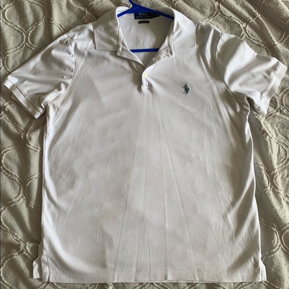 Short sleeve white polo shirt